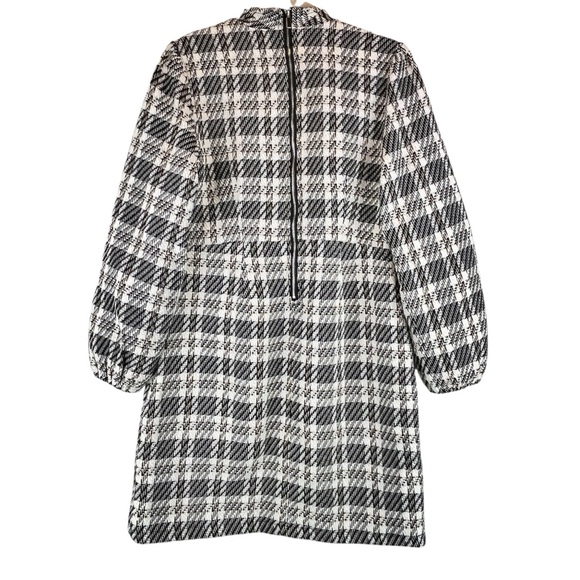 Ivy City Co Anne  Black White Plaid Tweed Mock Neck Sheath Dress Sz L - Picture 8 of 14